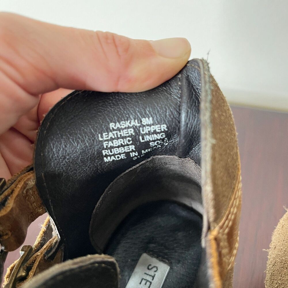 Steve Madden Raskal Suede Leather Ankle Booties Sz 8M Brown Cognac Western - Picture 8 of 11